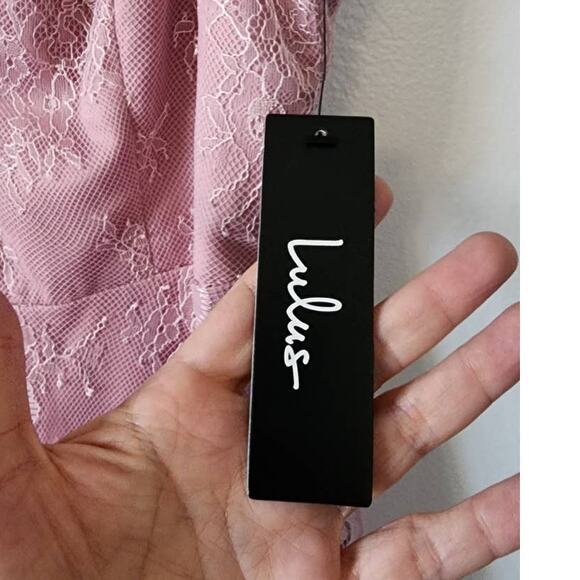 Lulus Fueled by Love Mauve Purple Lace Skater Dress Medium NWT - Picture 5 of 12